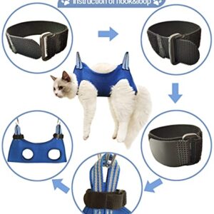 Kkiimatt 10 in 1 Pet Grooming Hammock Harness with Nail Clippers/Trimmer, Grooming Sling for Small Animals Nail Trimming/Clipping For Cat&Dog (XXS/Under 10lb Blue)