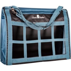 classic equine topload hay bag, black-ocean blue