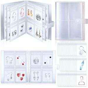 2 pcs transparent jewelry organizer book travel jewelry storage book portable jewelry album with clear pvc bag for earring stud ring card photos (160 x 2 card slots and 100 pvc bags)