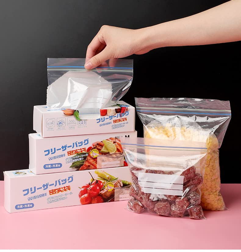 Double seal food storage bags, water proof zipper plastic bags (Small 16cm x 14cm) 30pcs