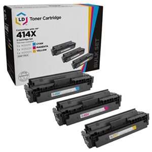 ld products compatible toner cartridge replacements for hp 414x high yield (cyan, magenta, yellow, 3-pack) for use in m454dn, pro m454dw, pro mfp m479dw, pro mfp m479fdn, pro mfp m479fdw