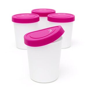 quitrillo - premium mini tub ice cream storage containers, 6 oz.each-set of 4, freezer, pantry storage. silicone lid, reusable. snack containers, bpa free, stickers to label included!
