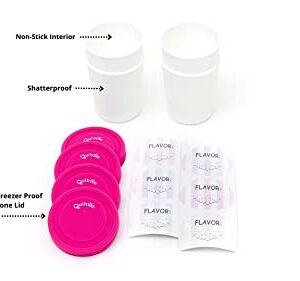 Quitrillo - Premium Mini Tub Ice Cream Storage Containers, 6 oz.each-Set of 4, Freezer, Pantry Storage. Silicone Lid, Reusable. Snack Containers, BPA free, Stickers to Label INCLUDED!