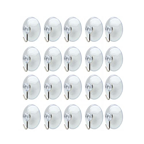 Smalibal 20Pack Clear Suction Cups with Hooks PVC Plastic Transparent Sucker Hanger for Daily Home Decoration and Organization Transparent