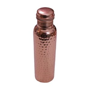 Copper Water Bottle with Lid 34 Oz - Ayurvedic Copper Drinking Vessel, Drink More Water Bottle, Solid Copper Handcrafted Hammered Bottle 1000 ml for Home, Office, Hotel, Yoga and Gifting (1 Litre)