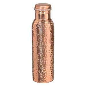 copper water bottle with lid 34 oz - ayurvedic copper drinking vessel, drink more water bottle, solid copper handcrafted hammered bottle 1000 ml for home, office, hotel, yoga and gifting (1 litre)