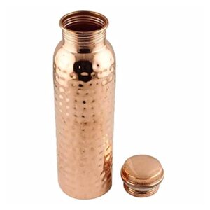 Copper Water Bottle with Lid 34 Oz - Ayurvedic Copper Drinking Vessel, Drink More Water Bottle, Solid Copper Handcrafted Hammered Bottle 1000 ml for Home, Office, Hotel, Yoga and Gifting (1 Litre)