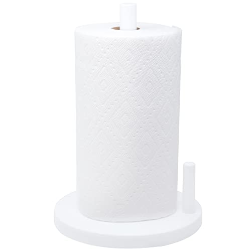 Youngever Plastic Paper Towel Holders, Standing Paper Towel Organizer, White Paper Towel Dispenser for Kitchen, Countertop, Dining Table