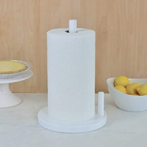 Youngever Plastic Paper Towel Holders, Standing Paper Towel Organizer, White Paper Towel Dispenser for Kitchen, Countertop, Dining Table