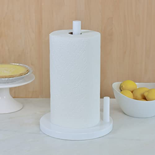 Youngever Plastic Paper Towel Holders, Standing Paper Towel Organizer, White Paper Towel Dispenser for Kitchen, Countertop, Dining Table