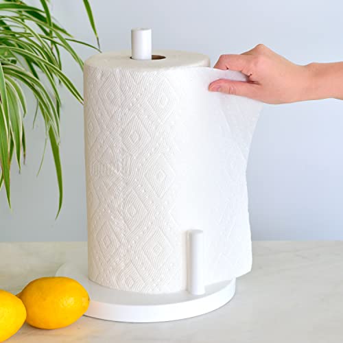 Youngever Plastic Paper Towel Holders, Standing Paper Towel Organizer, White Paper Towel Dispenser for Kitchen, Countertop, Dining Table