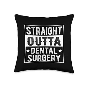 straight outta dental surgery get well soon straight outta dental surgery throw pillow, 16x16, multicolor