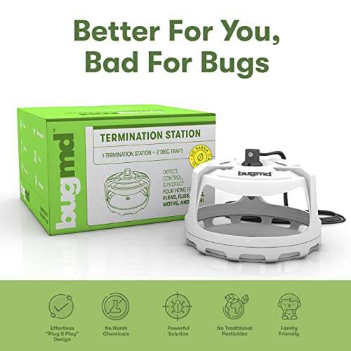 BugMD Termination Station Pest Trapper - Flea Trap with Light and Refills, Sticky Trap for Ants, Cockroaches, Tick and Flea, Bug Catcher, Roach Trap