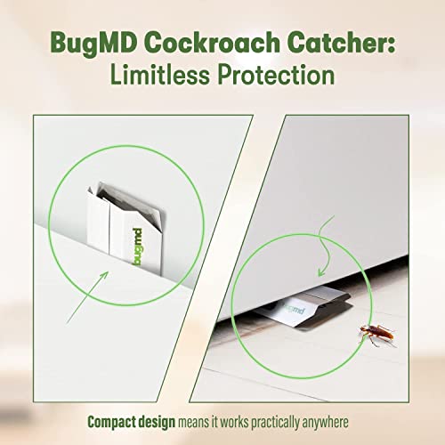 BugMD Indoor Cockroach Killer & Roach Trap - Sticky Insect, Spider, Cricket Control for Home - Glue Traps Pest Defense, 12 Pack Sticky Bug Solution