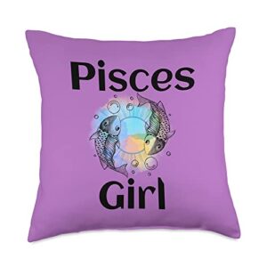 pisces gifts for her pisces february march birthdays fish zodiac sign throw pillow, 18x18, multicolor