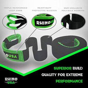 Rhino USA Recovery Tow Strap (3" x 20') + Tree Saver Strap (8' x 3") - Lab Tested 31,518lb Break Strength - Emergency Off Road Recovery Rope Combo