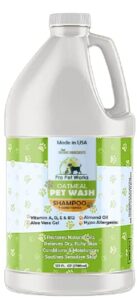 pro pet works all natural soap free 5 in 1 oatmeal dog shampoo and conditioner-moisturizing formula for dandruff allergies & itchy dry sensitive skin-puppy grooming for smelly dogs -128oz