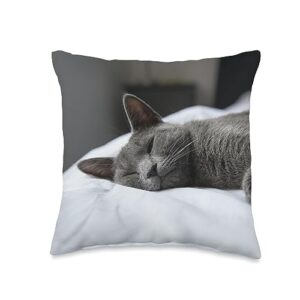 cat breeds gifts russian blue cat throw pillow, 16x16, multicolor