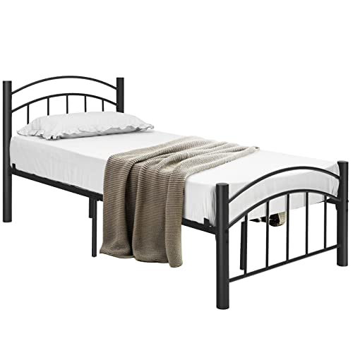 Giantex Metal Bed Frame, Modern Platform Bed with Headboard and Footboard, Heavy-Duty Steel Slat Support Mattress Foundation, Noise Free, Easy Assembly, No Box Spring Needed Frame (Twin Size, Black)