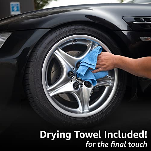 REV Auto Complete Wheel Cleaning Kit - 5 Item Car Washing Kit Includes Car Wheel and Tire Cleaner, Wheel Brush, Tire Shine, Tire Shine Applicator, and Drying Towel/Works for All Wheels & Tires