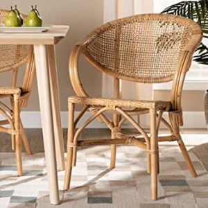 Baxton Studio Varick Modern Brown Finished Rattan Dining Chair