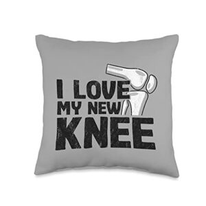 knee replacement surgery gifts men women surgery replacement get well i love my new knee throw pillow, 16x16, multicolor