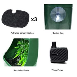 Reptile Water Dispenser and Dripper Automatic Circulation Bearded Dragon, Chameleon Fountain Waterless Auto Shut Off & Indicator Light Reminder with 3 Replaceable Carbon Pads (27oz)