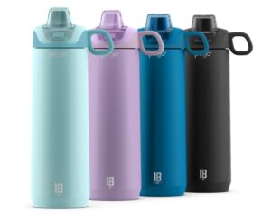 pogo active stainless steel insulated water bottle with leak proof straw lid, 18oz, frost