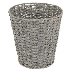 mdesign seagrass waste basket boho double woven trash can - small round natural wastebasket garbage bin for bathroom essentials - gray wash finish
