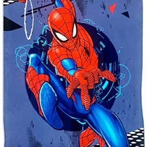 Marvels Spiderman on Building Fleece Throw Blanket 40 x 60 (Blue)