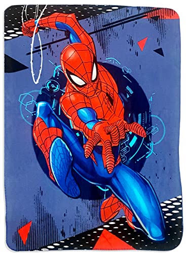 Marvels Spiderman on Building Fleece Throw Blanket 40 x 60 (Blue)