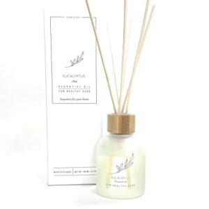 aromArt Fragraces Reed Diffuser / Eucalyptus / 3.4 Fl Oz(100ml) / Made of Essential Oil / Fragrance Décor for Home Rooms and Offices / Beautiful Gift Set for Holidays