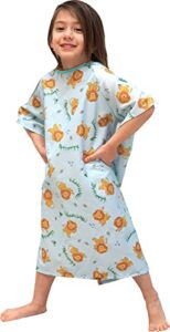 3 pack - pedatric iv gown, woven, 100% polyester, lazy lion blue background (4 to 6 year old)