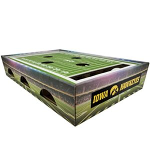 pets first ncaa iowa hawkeyes cat scratcher box, game day cat toy, ncaa football field designed cat scratcher and lounge, stimulating cat game,ia-5028