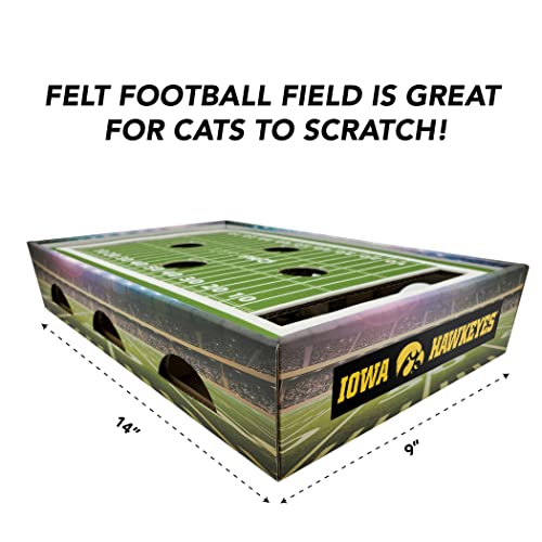 Pets First NCAA Iowa Hawkeyes Cat Scratcher Box, Game Day Cat Toy, NCAA Football Field Designed Cat Scratcher and Lounge, Stimulating Cat Game,IA-5028