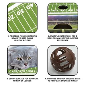 Pets First NCAA Iowa Hawkeyes Cat Scratcher Box, Game Day Cat Toy, NCAA Football Field Designed Cat Scratcher and Lounge, Stimulating Cat Game,IA-5028