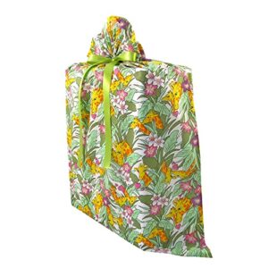 VZWraps Giraffes Reusable Fabric Gift Bag for Baby Shower or Birthday (Jumbo 27 Inches Wide by 33 Inches High)