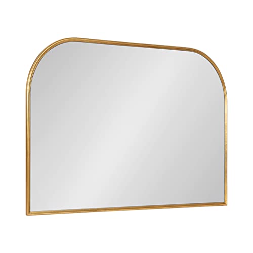 Kate and Laurel Caskill Modern Arched Wall Mirror, 36 x 24. Gold, Decorative Wide Midcentury Mirror for Wall Decor with Wide Arched Frame