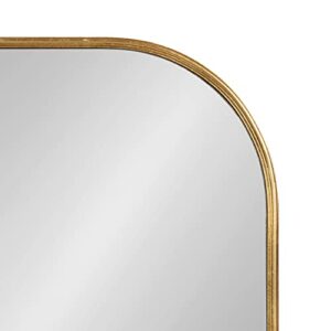 Kate and Laurel Caskill Modern Arched Wall Mirror, 36 x 24. Gold, Decorative Wide Midcentury Mirror for Wall Decor with Wide Arched Frame