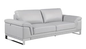 blackjack furniture weston collection italian leather living room sofa, light gray