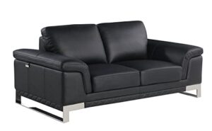 blackjack furniture weston collection italian leather living room, den loveseat, black