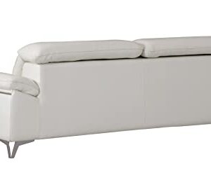 Blackjack Furniture Naples Italian Leather Adjustable Headrests, Sofa, 88", White