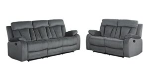 blackjack furniture elton microfiber reclining modern living room loveseat, sofa, gray