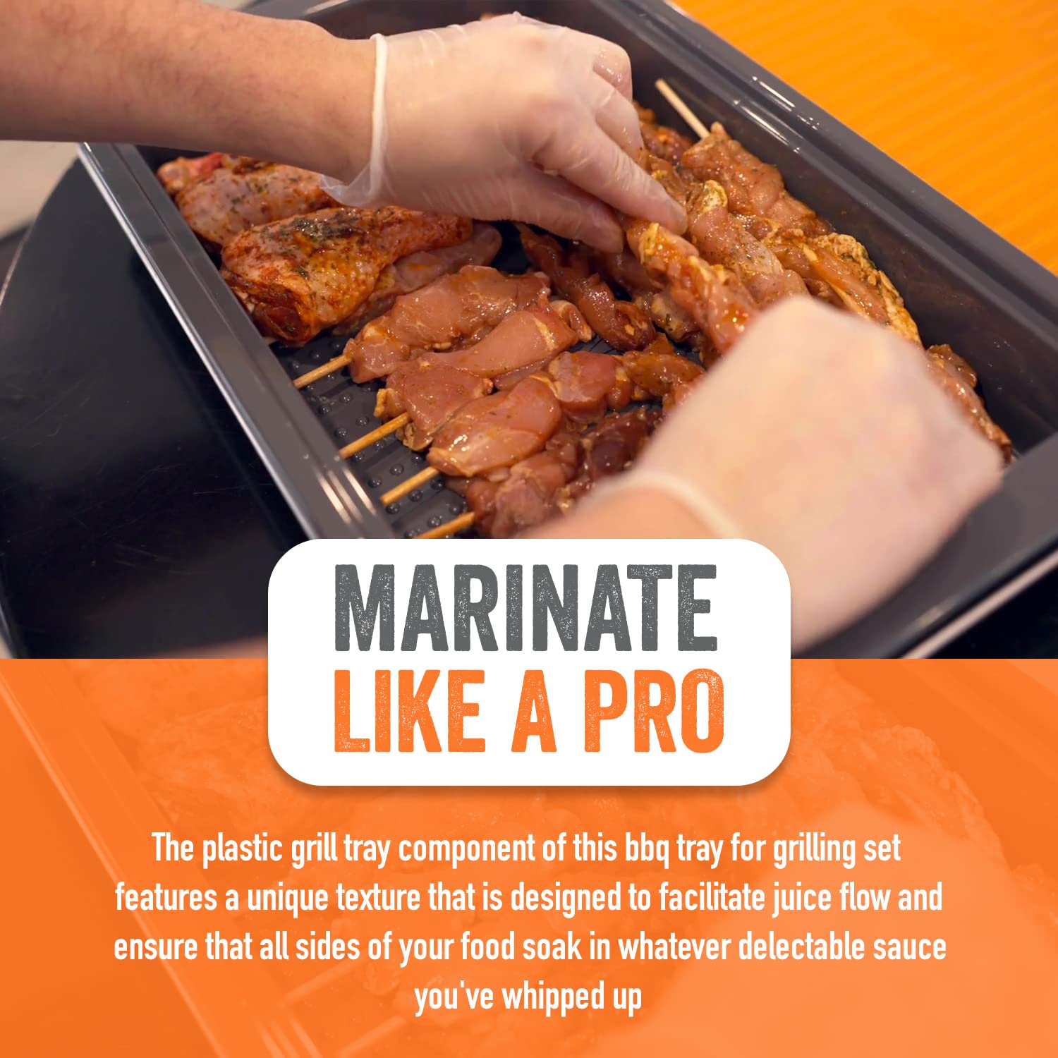 Food Prep BBQ Tray - The Yukon Glory™ Grill Prep Trays Include Plastic Marinade Container for Marinating Meat & Stainless Steel Serving Platter for All Your Grilled Barbecue - BBQ Prep 'N Serve™ Set