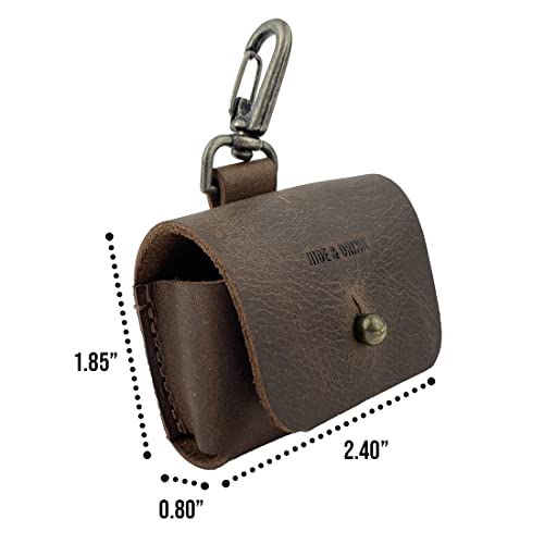 Hide & Drink, Airpods Pro Case Keychain Handmade from Full Grain Leather - Stylish, Cute, Protective, Convenient, Compact Carrier with Snap Hook - Perfect for Everyday Use or Travel - Bourbon Brown