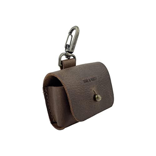 Hide & Drink, Airpods Pro Case Keychain Handmade from Full Grain Leather - Stylish, Cute, Protective, Convenient, Compact Carrier with Snap Hook - Perfect for Everyday Use or Travel - Bourbon Brown