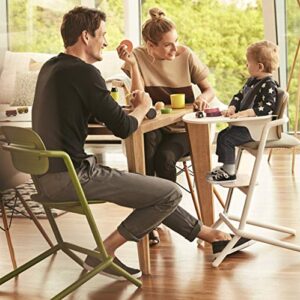 CYBEX LEMO High Chair System, Grows with Child up to 209 lbs, One-Hand Height and Depth Adjustment, Anti-Tip Wheels Safety Feature - Porcelain White