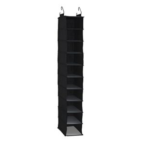 household essentials black 10 shelf hanging closet organizer