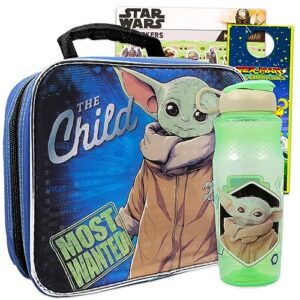 baby yoda lunch box set for kids ~ bundle with insulated baby yoda lunch bag, water bottle, stickers, more (star wars mandalorian school supplies)