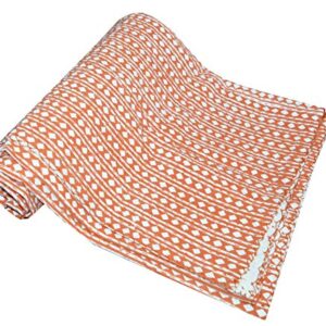 MAVISS HOMES Indian Block Print Quilt Kantha Quilts Queen Size Kantha Throw Quilt Blanket Kantha Bedspreas Pure Cotton Quilt (Twin 90 X 60 Inch, Orange)